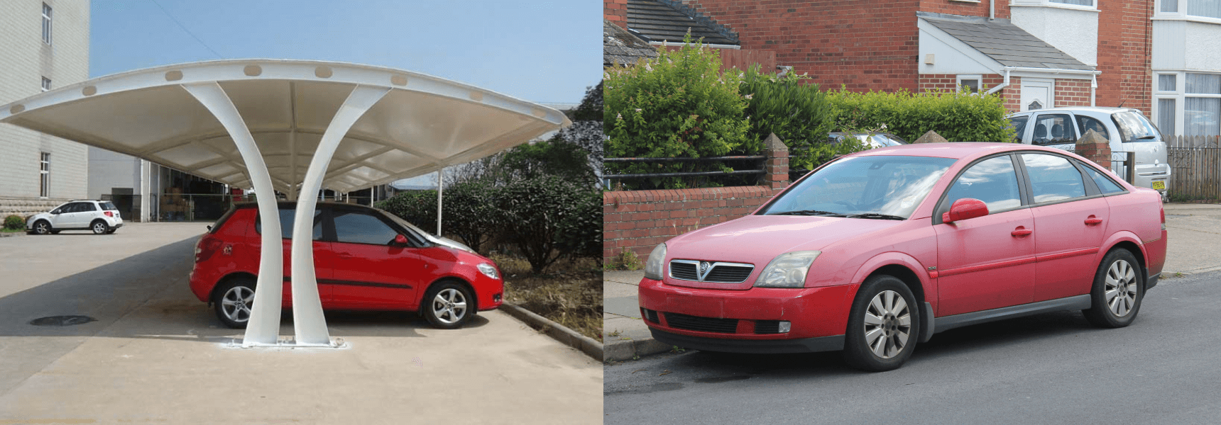 Car parking shade before and after