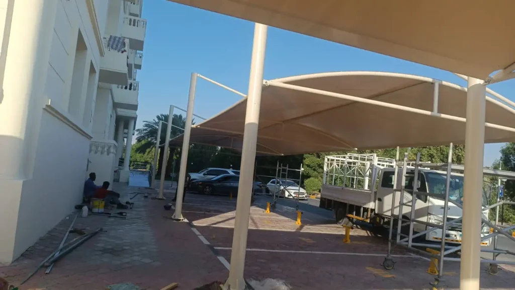 Durable Car Parking Shade Structure by BAB Tents UAE