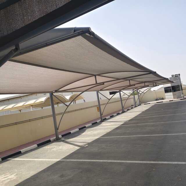 Durable Steel Car Parking Shade Installation in Al Awir